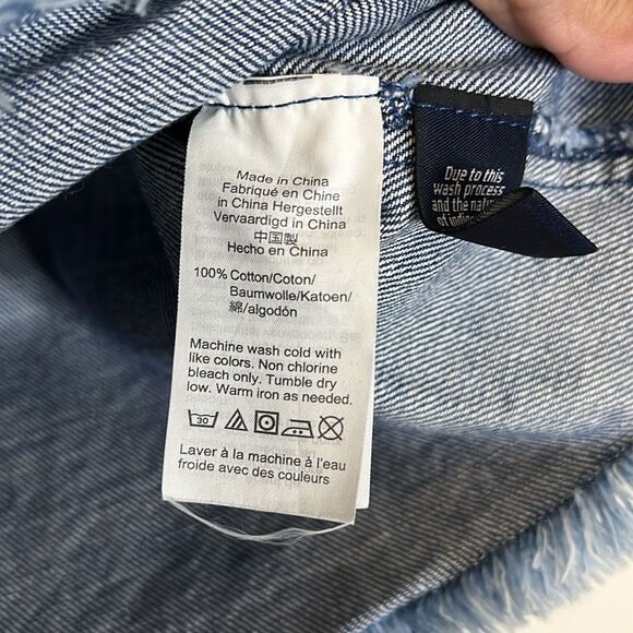 Madewell Raw-Hem Mini Wrap Skirt in Cardiff Wash sz 12 - Picture 7 of 9